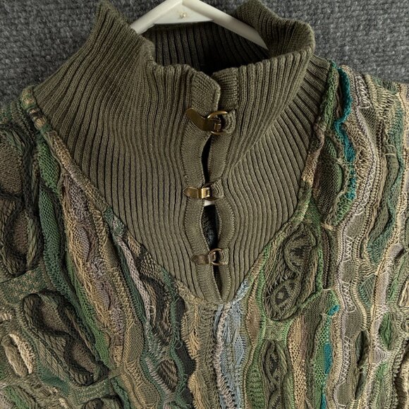 COOGI Australia Sweater Women Medium Green Knit Pullover Turtleneck Padded Shldr - Picture 7 of 16